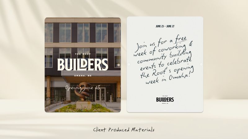 The Root Co-Working building exterior with signage